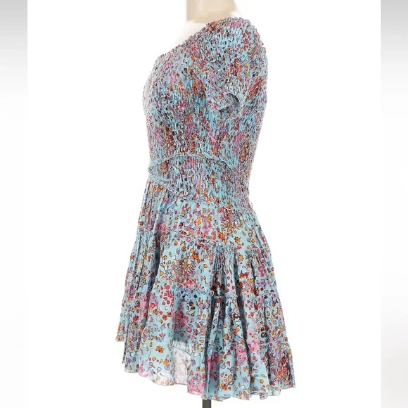 Poupette St Barth Soledad Mini Dress Medium Sky Blue Murrina Smocked - Picture 5 of 11